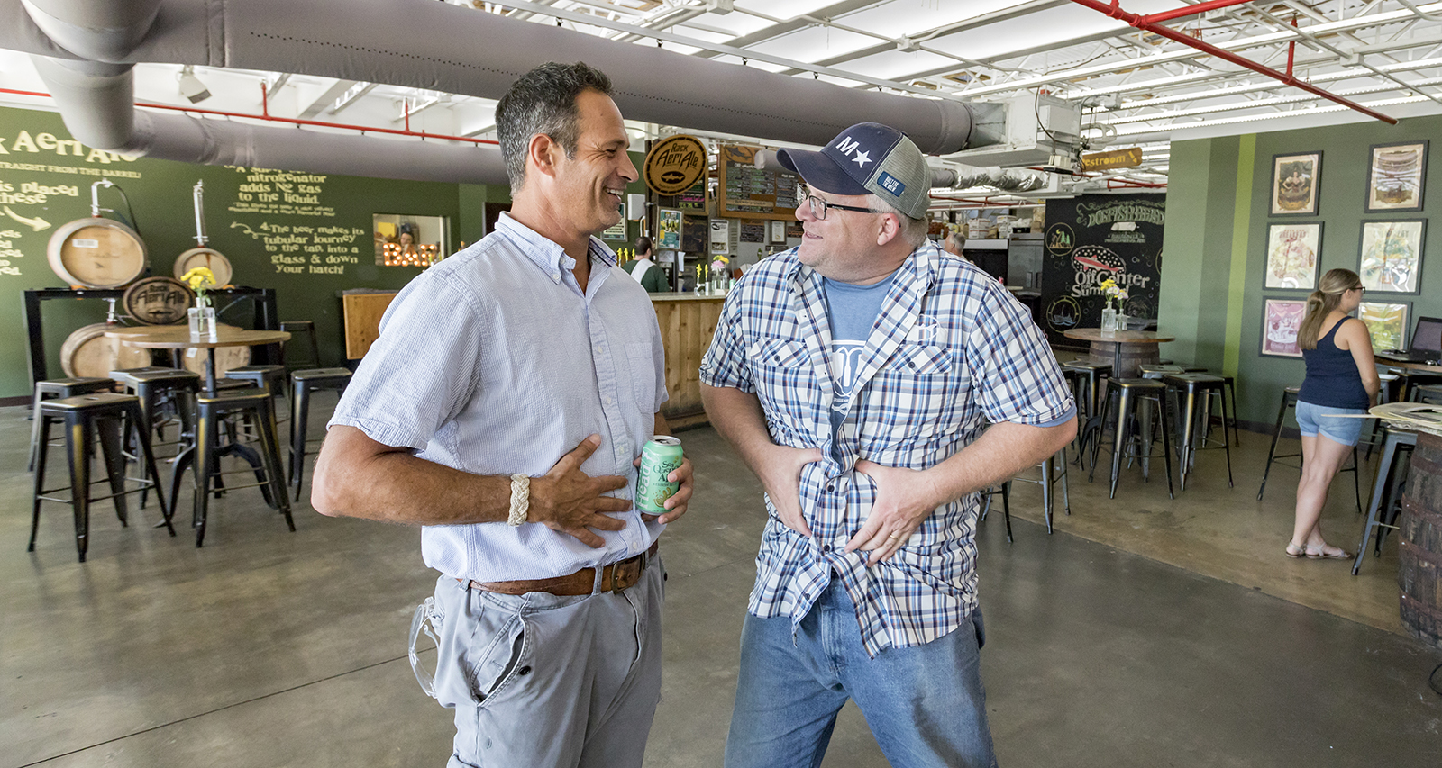 Sam Calagione '92 with coworker at Dogfish Head brewery.